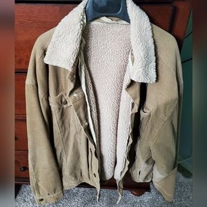 Vintage 90's Sherpa Lined Corduroy Trucker Style Jacket (XLarge)